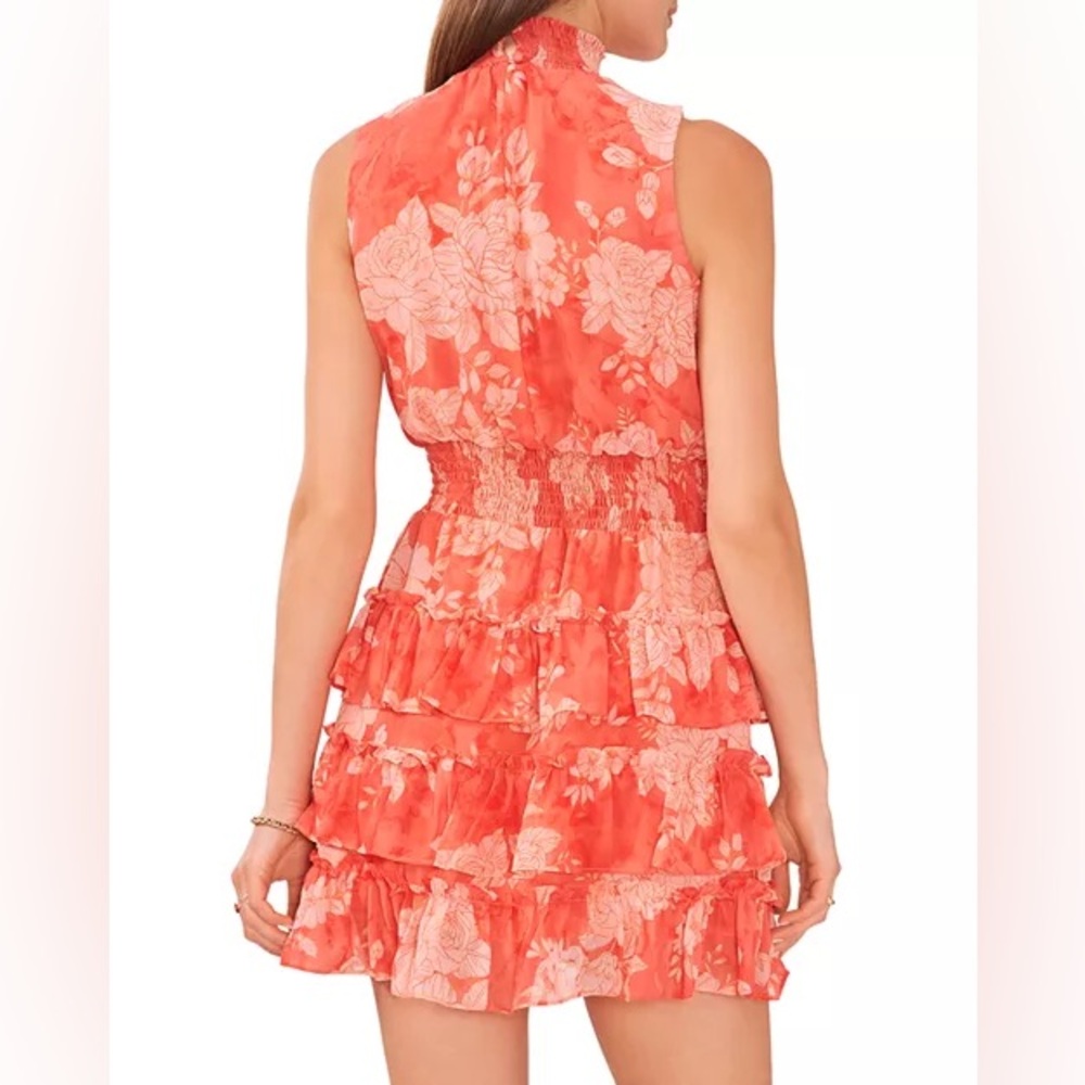 1. State Red Ruffled Floral Tiered Mini Dress Size Small - Picture 3 of 9